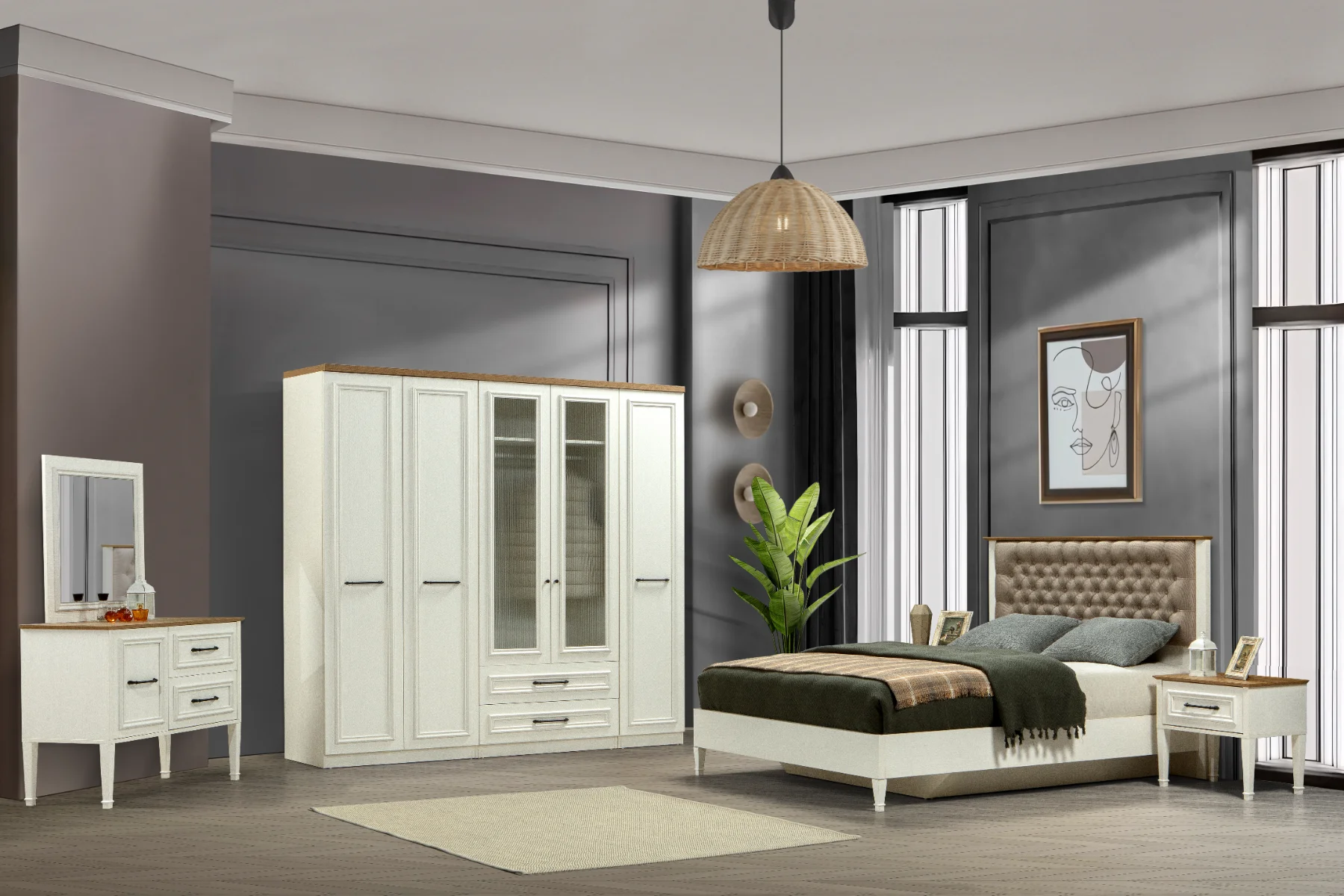 Rose Yatak Odası 5 Kapaklı