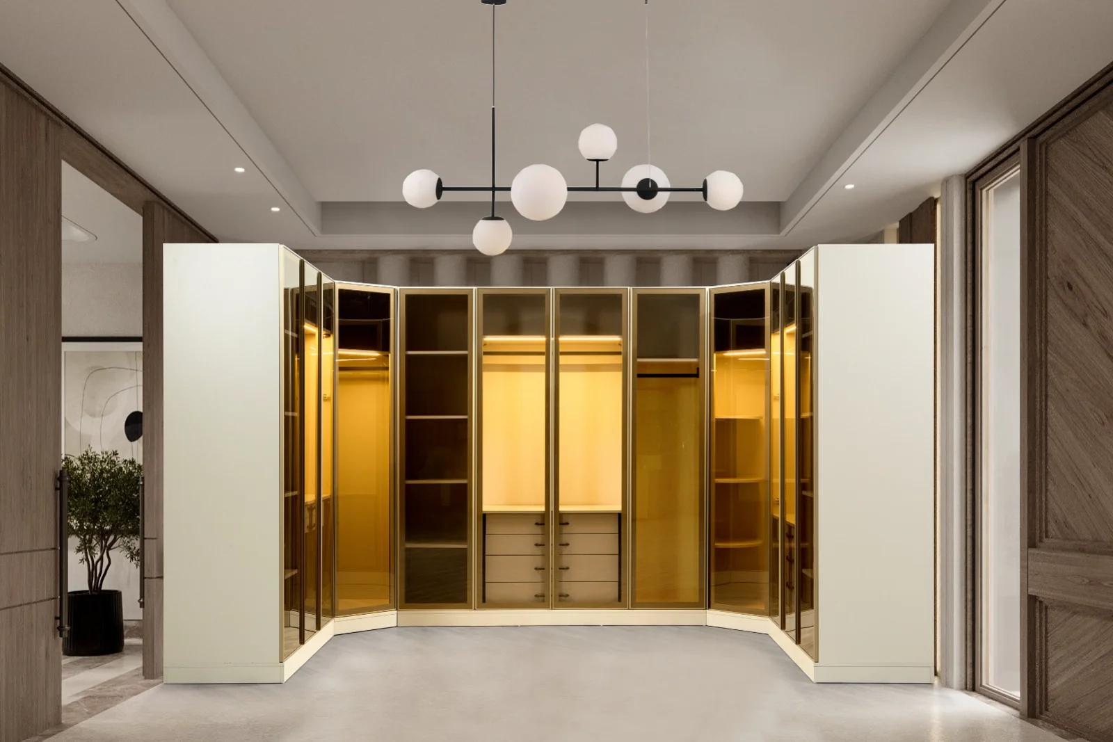 Armoire Venüs 12 Portes avec Vitres en Verre Bronze