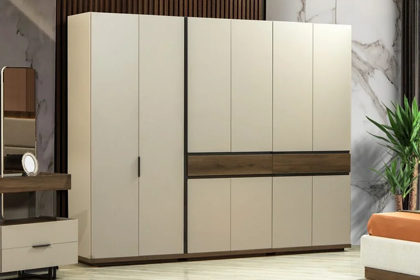 Armoire Erzin 6 Portes avec Tiroirs