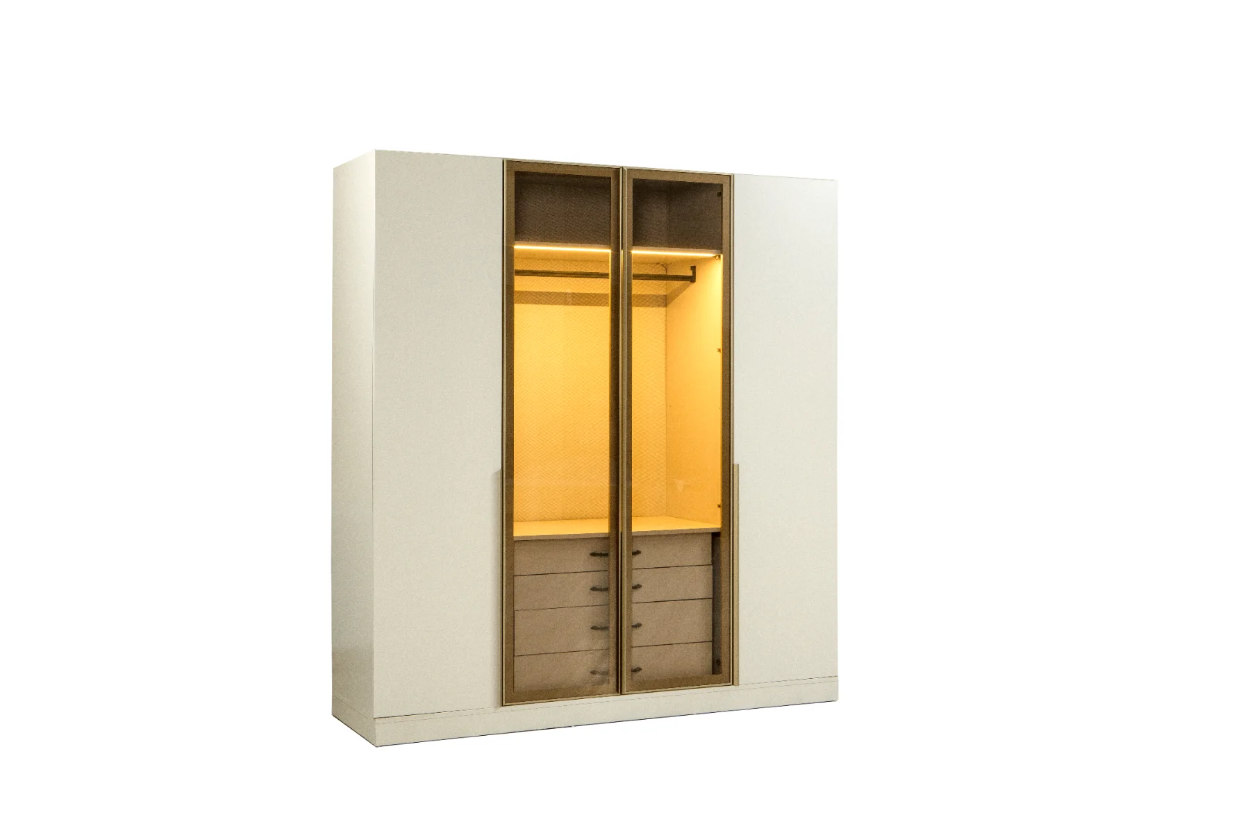 Armoire Vénus 4 Portes 2 Vitrées Bronze