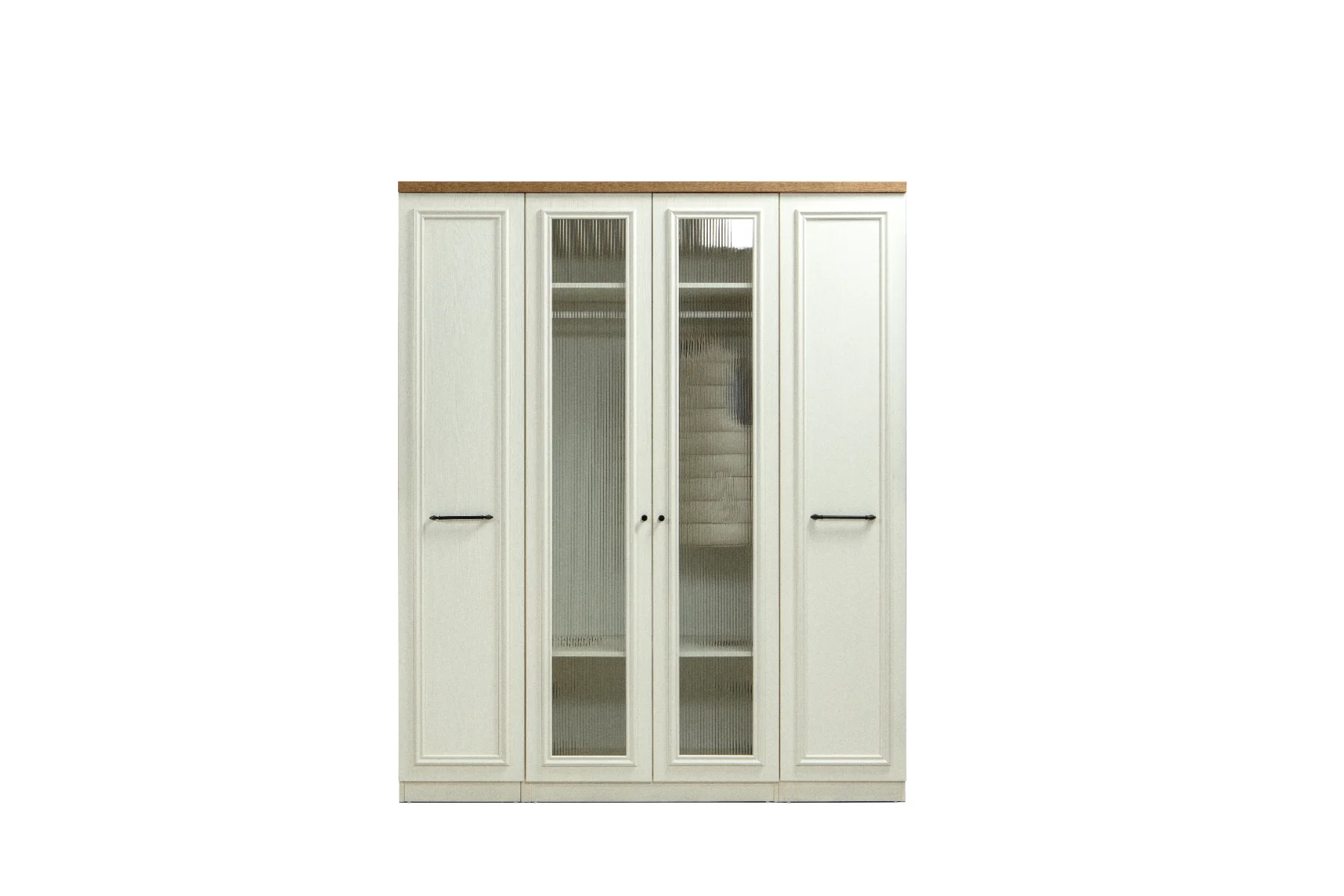 Armoire Rose 4 Portes avec Vitrage