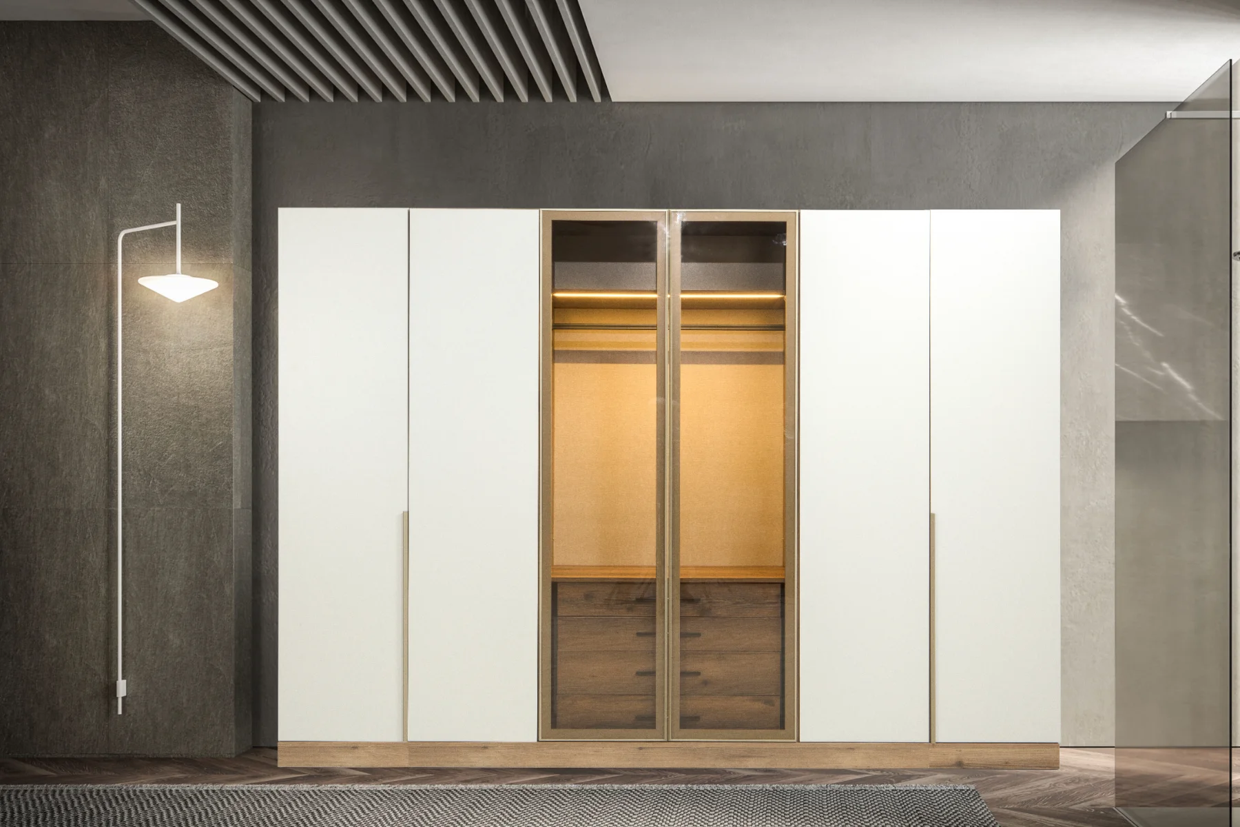 Venüs Gardırop 6 Kapaklı 2 Bronz Camlı