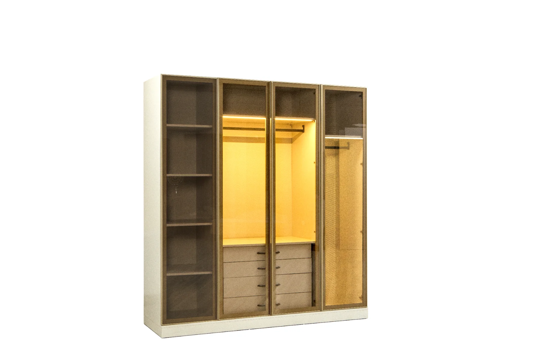 Armoire Venüs 4 Portes Vitrées Bronze