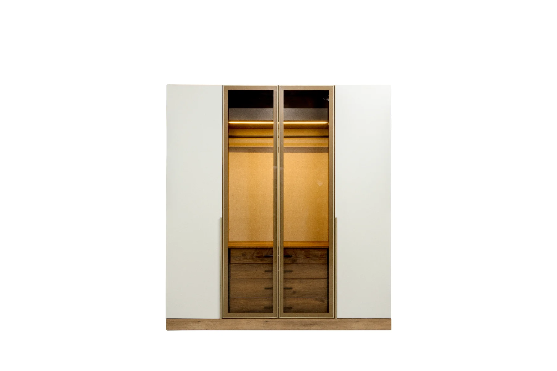 Armoire Venüs 4 Portes 2 Vitres Bronze