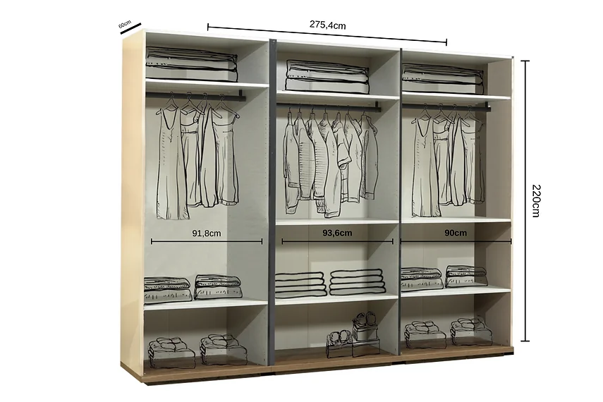 Chambre à Coucher Erzin 6 Portes avec Miroir