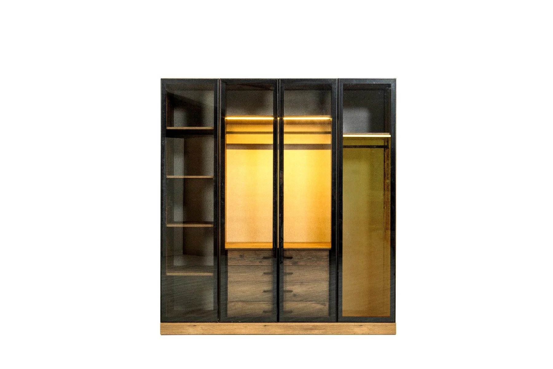 Venüs Gardırop 4 Kapaklı Füme Camlı