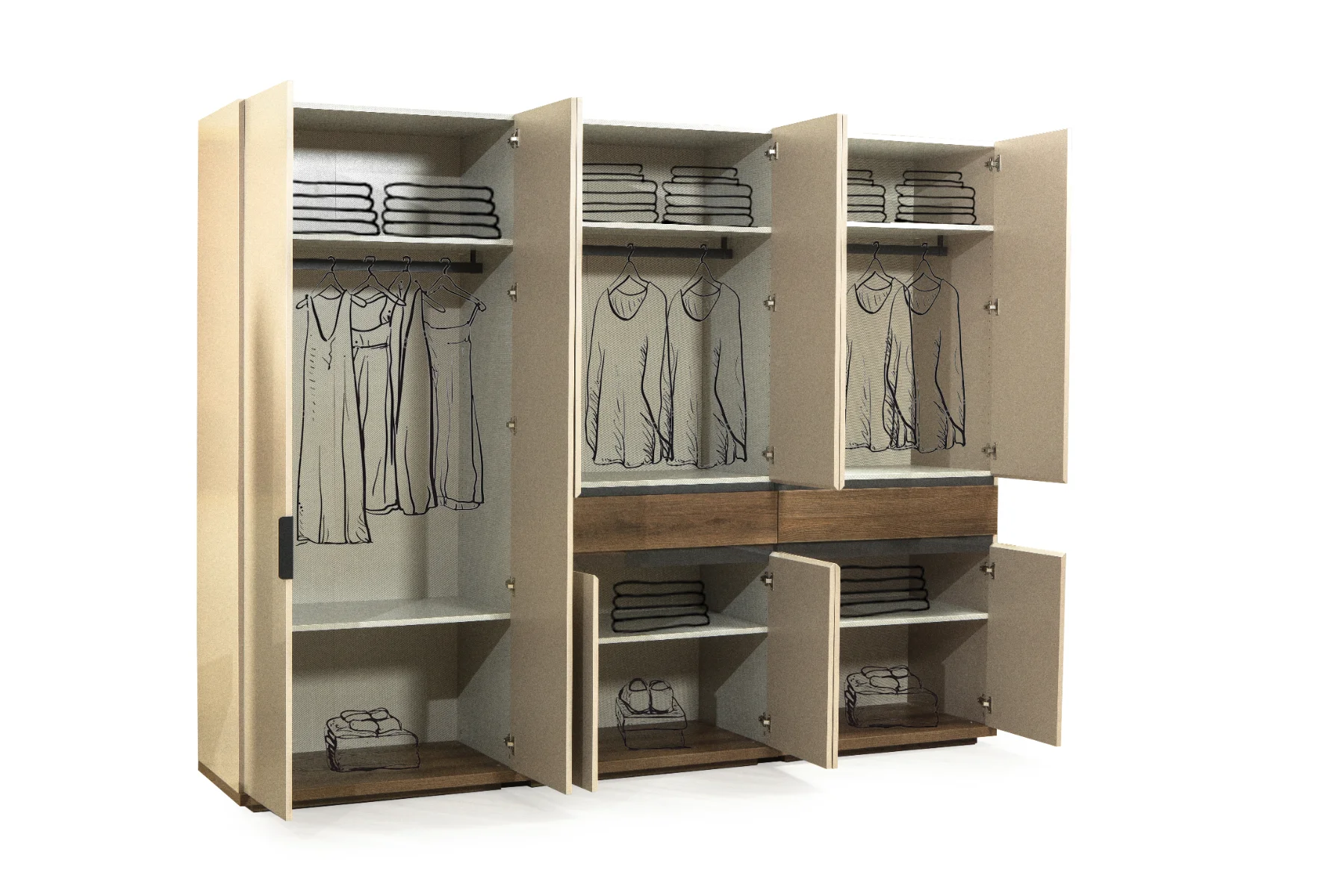 Chambre à Coucher Erzin 6 Portes avec Tiroirs