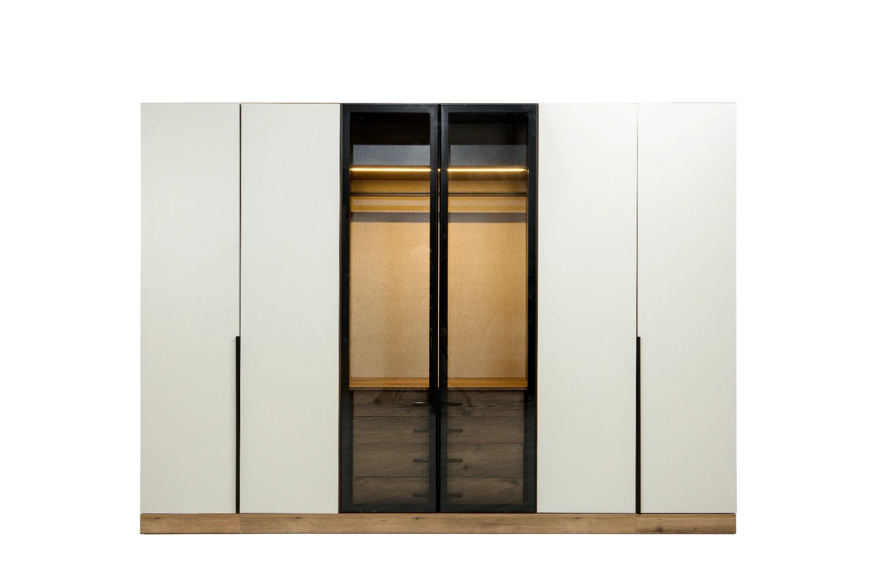 Venus 6-Door Wardrobe with 2 Smoked Glass Panels