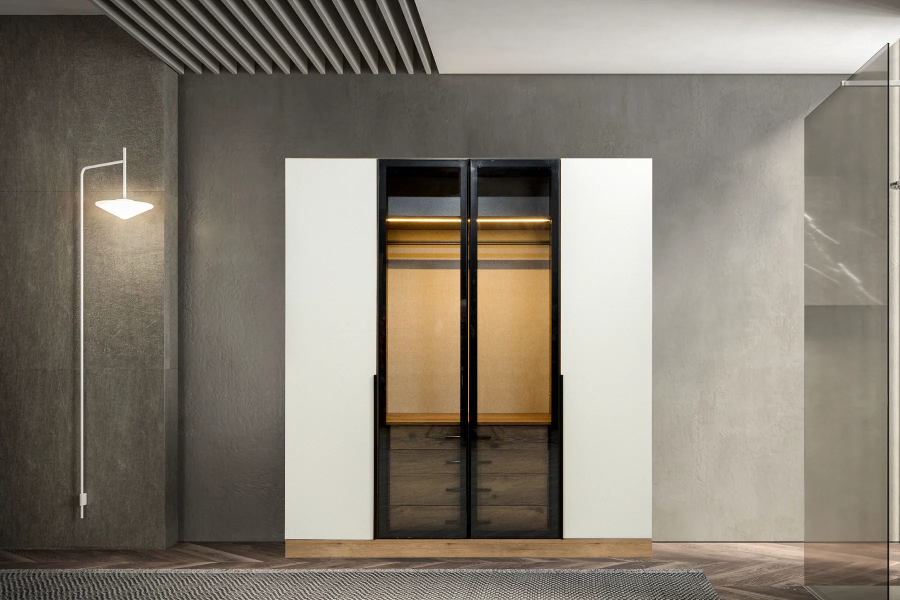 Armoire Venüs 4 Portes 2 Verres Fumés