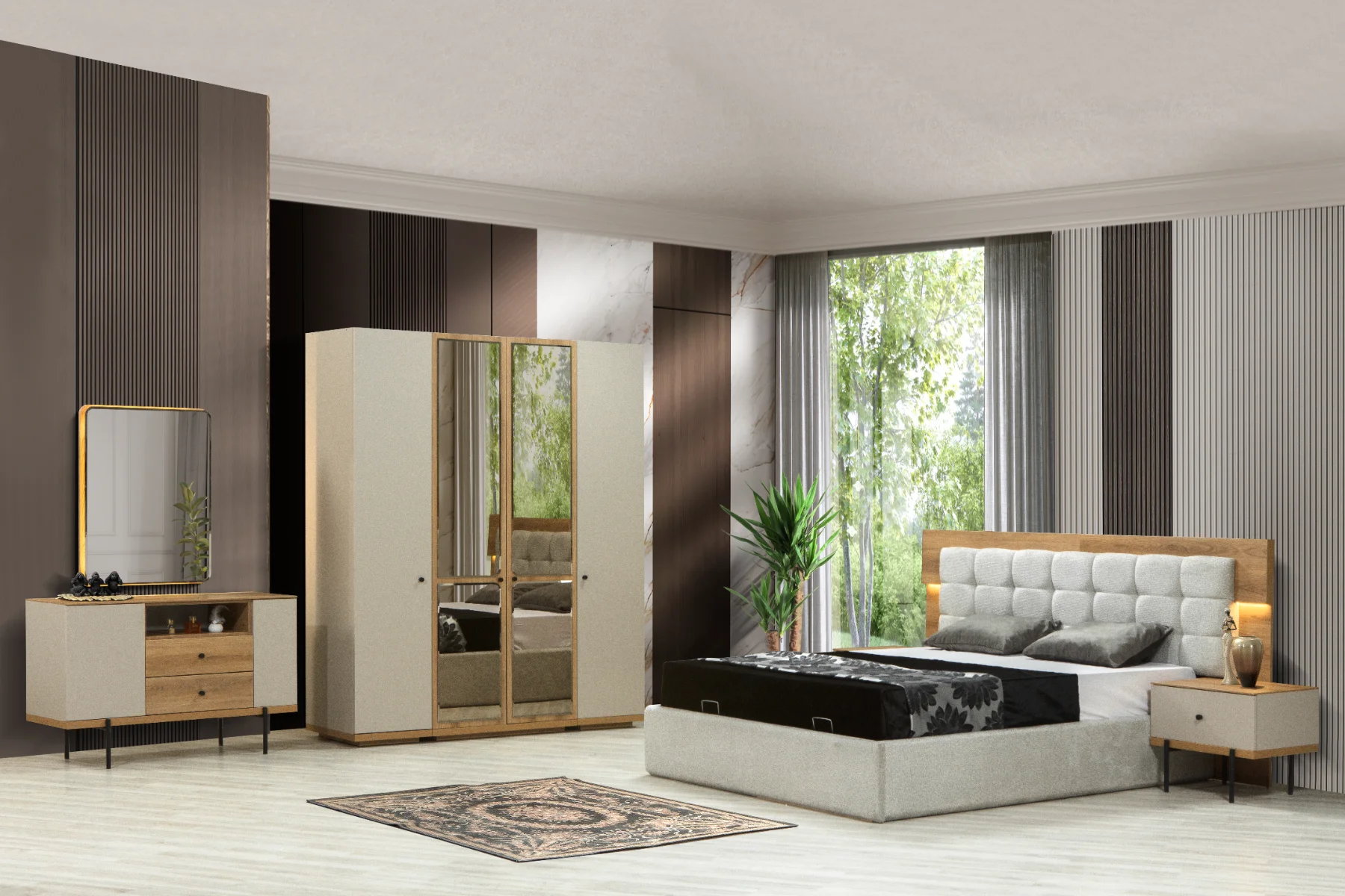 Chambre à Coucher Belen 4 Portes avec Miroir