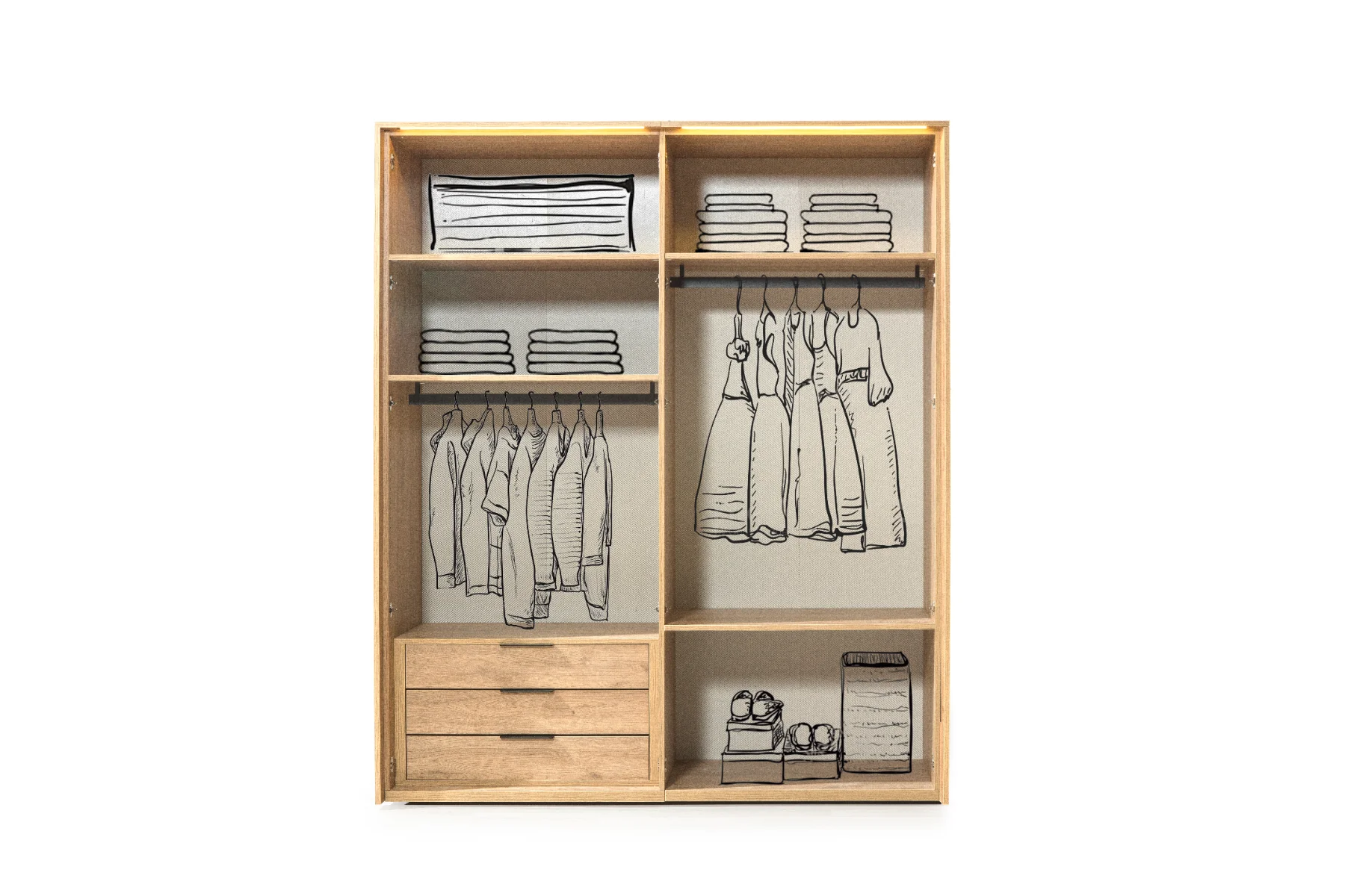 Milano Gardırop 4'lü Ahşap Kapaklı