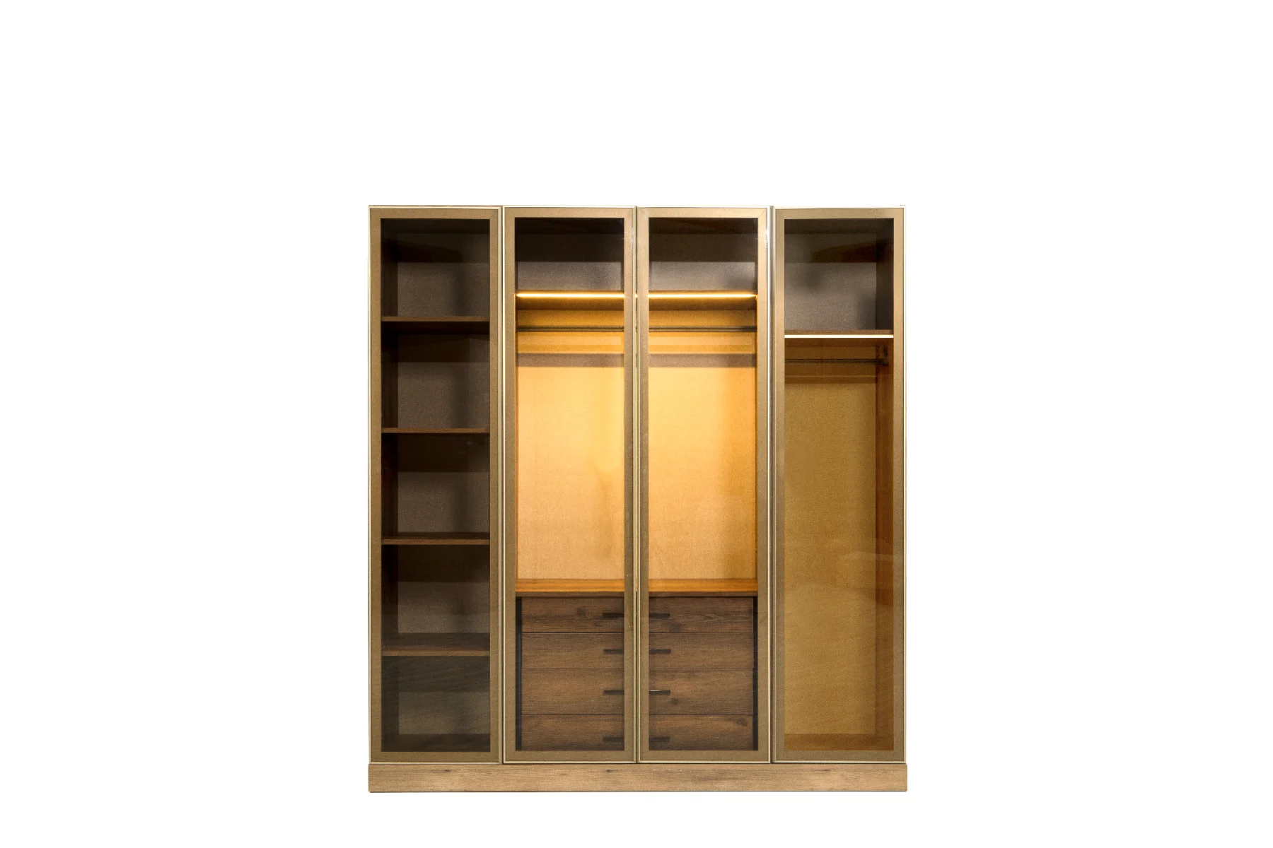 Armoire Vénus 4 Portes Vitrées Bronze