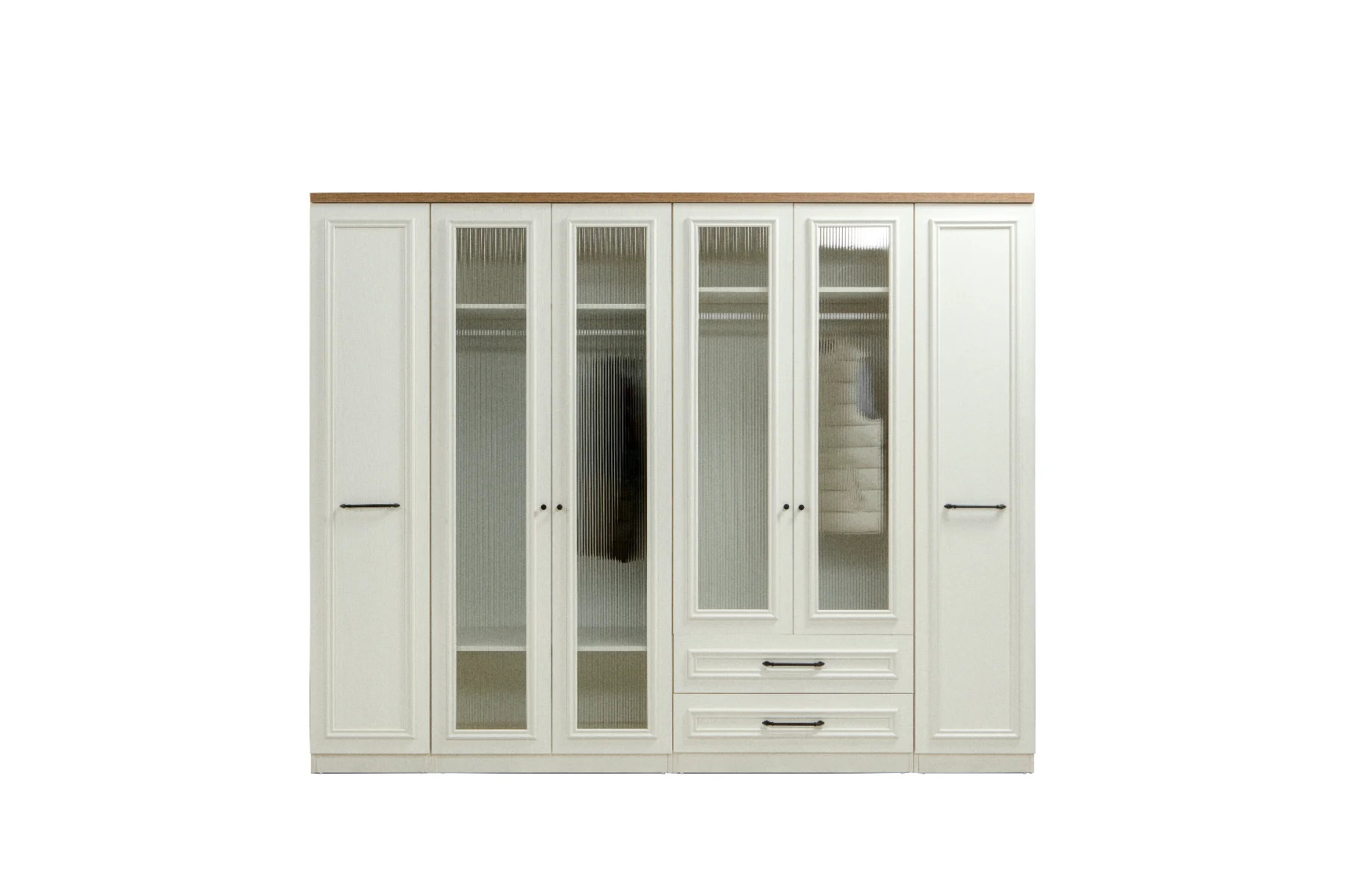 Rose Armoire 6 Portes en Verre