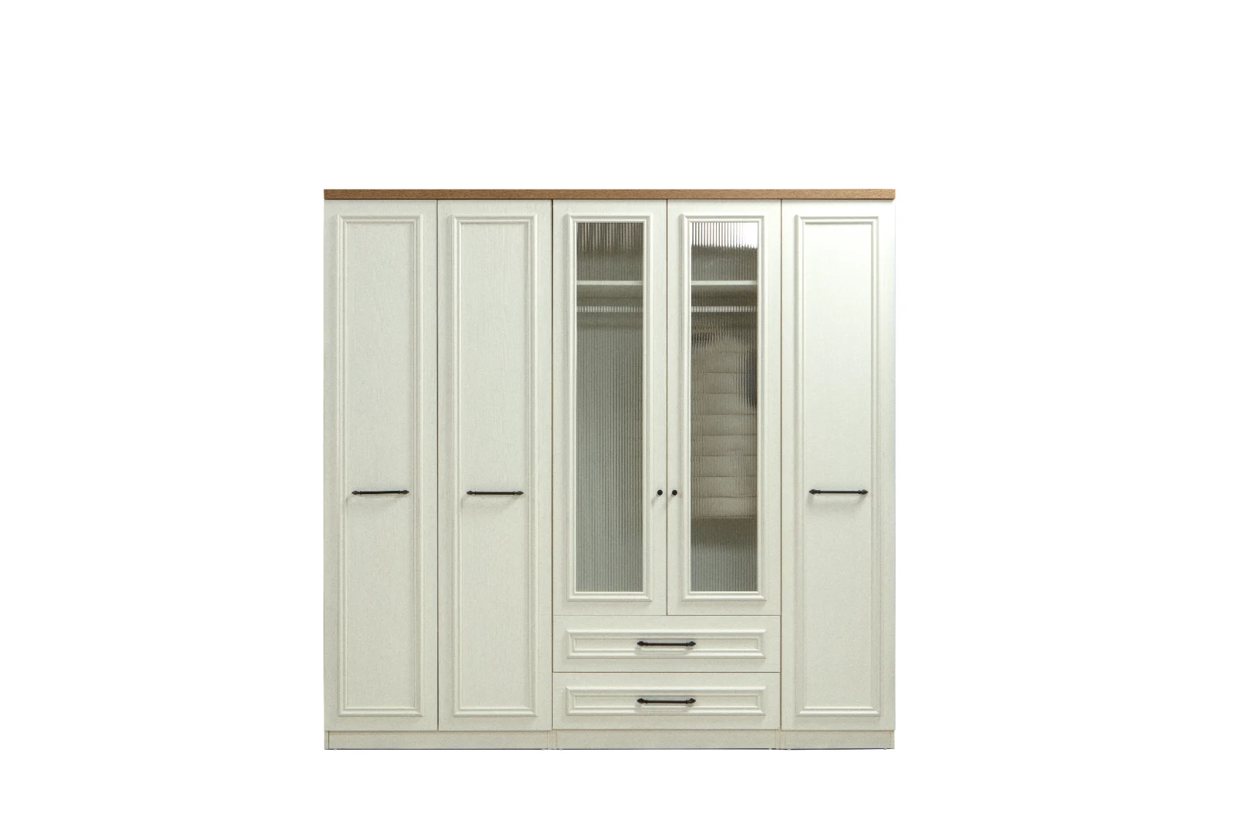 Armoire Rose 5 Portes avec Vitrage