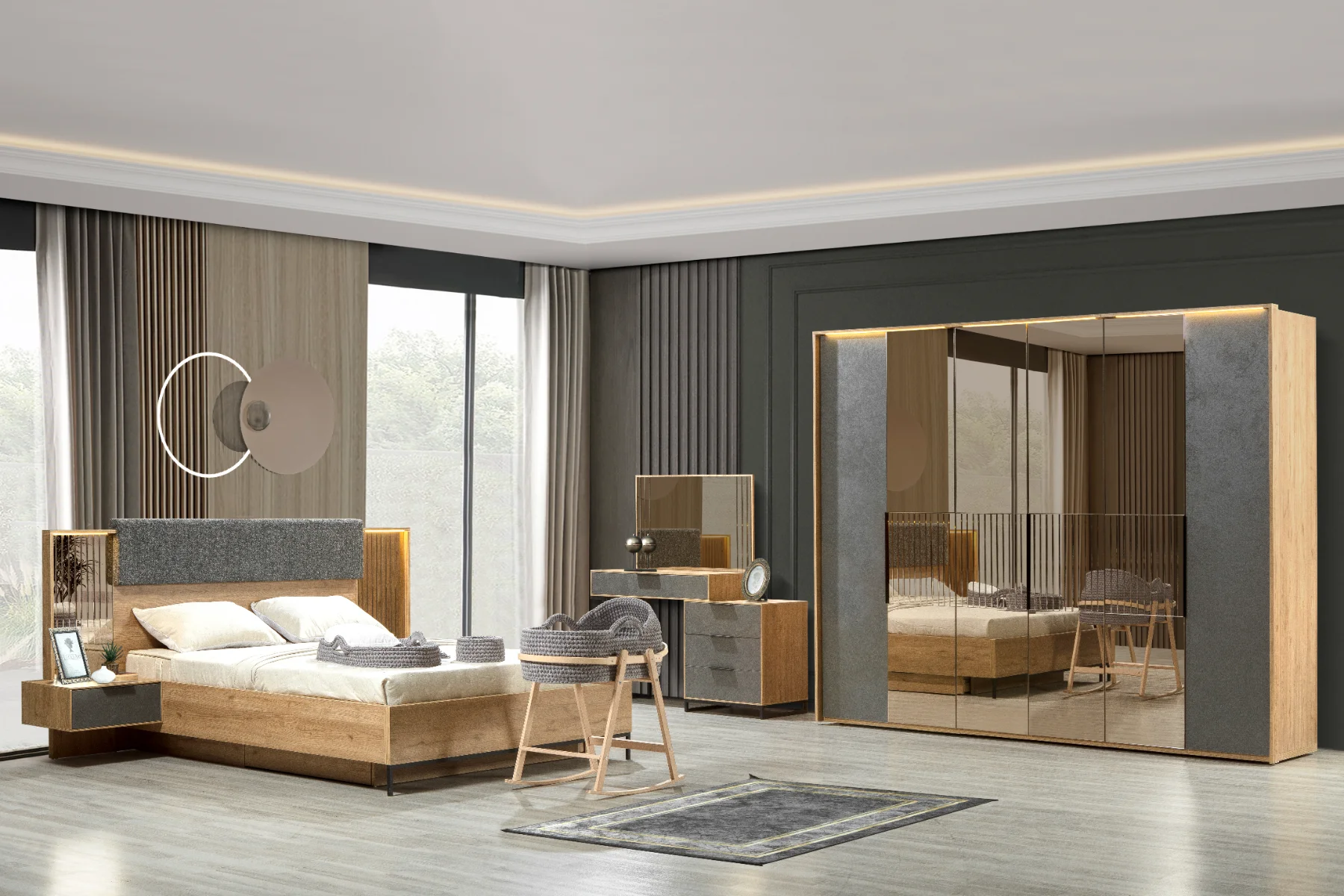 Armoire Milano 6 Portes avec Miroir