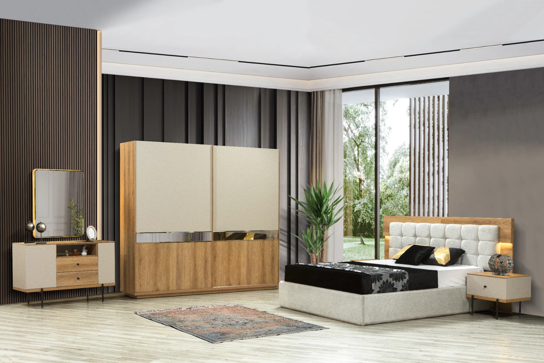 Chambre à Coucher Belen avec Portes Coulissantes