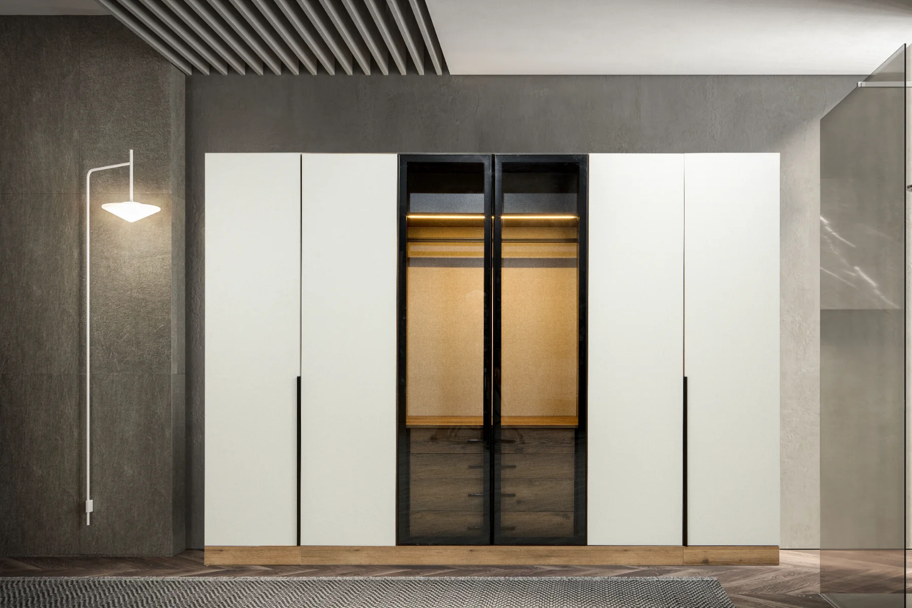 Venus 6-Door Wardrobe with 2 Smoked Glass Panels